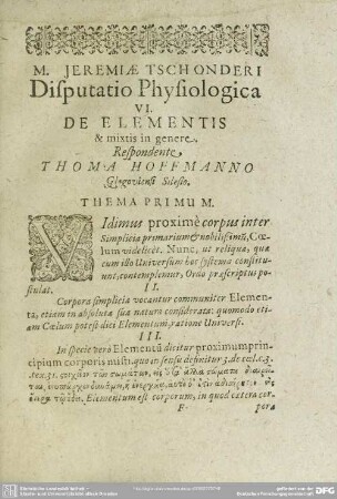 VI. De Elementis & mixtis in genere