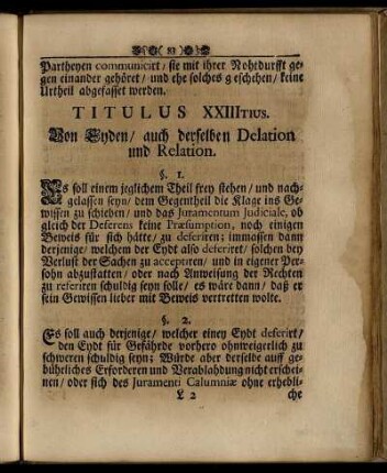 Titulus XXIIItius. Von Eyden, auch derselben Delation und Relation.