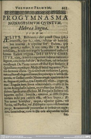 Progymnasma Nonagesimum Quintum. Hebraea lingua