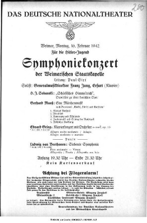 Für die Hitler-Jugend Symphoniekonzert