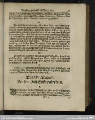 Das XIV. Capitel. Von dem Hoch-Stifft Paderborn