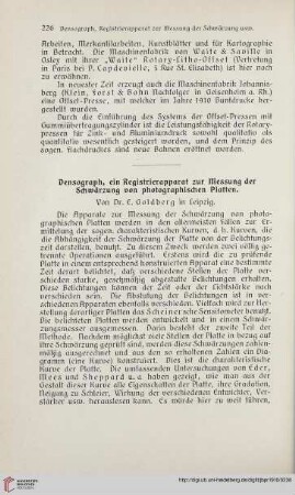 Densograph, ein Registrierapparat zur Messung der Schwärzung von photographischen Platten