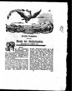 April, 1751. Sechszehntes Stück