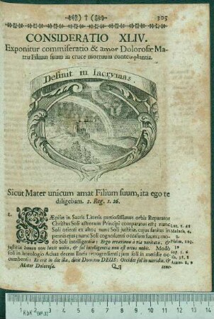 Consideratio XLIV. Exponitur commiseratio & amor Dolorosæ Matris Filium suum in cruce mortuum contemplantis.