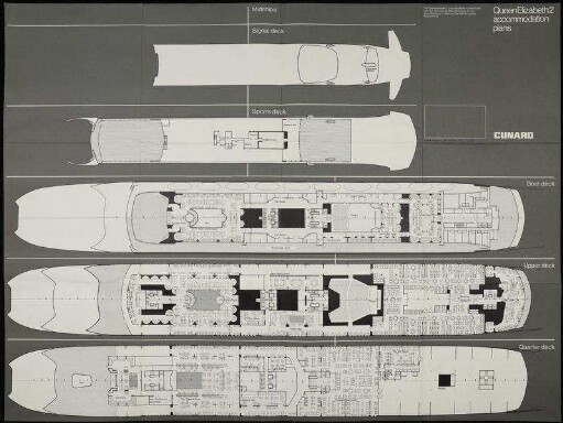 Deckplan of "Queen Elizabeth 2" accommodation plans