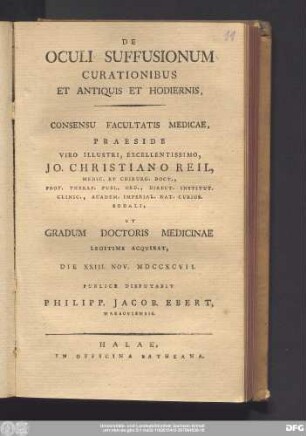 De Oculi Suffusionum Curationibus Et Antiquis Et Hodiernis