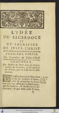 L’Idee Du Sacerdoce Et Du Sacrifice De Jesus-Christ.