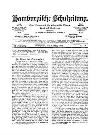 Zur Reform des Stundenplans : (Schluß)