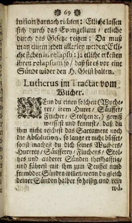 Lutherus im Tractat vom Wucher