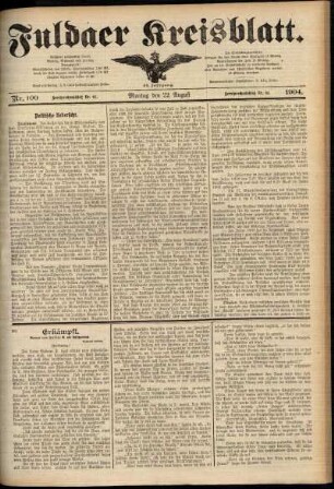 Ausgabe vom Montag, den 22. August 1904.