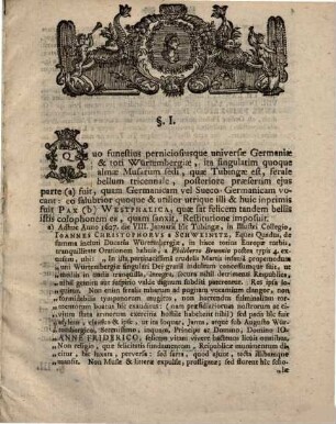De Restitvtione Vniversitatis Tvbingensis Ex Pace Westphalica