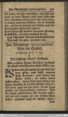 Am Sonntage Quinquagesimae