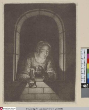 [Mädchen an einem Fenster; Girl at a window]