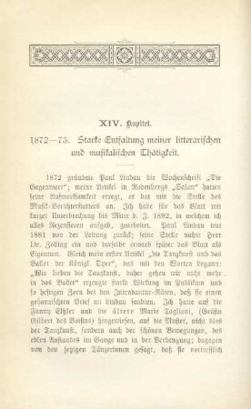 XIV. Kapitel. 1872-73. Starke Entfaltung meiner litterarischen und musikalischen Thätigkeit
