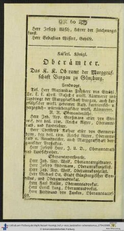 Kaiserl. Königl. Oberämter.