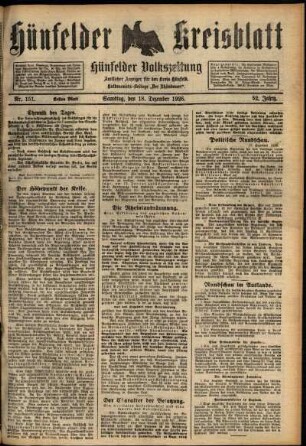 Erste Ausgabe vom Samstag, den 18. Dezember 1926.