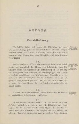 Anhang. Schul-Ordnung
