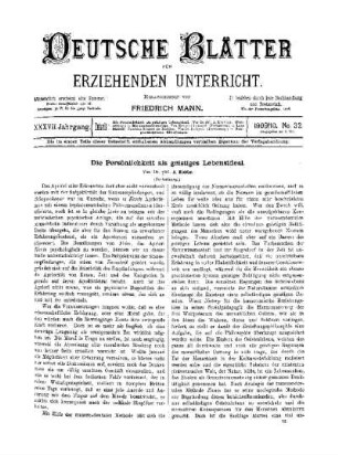 Die Persönlichkeit als geistiges Lebensideal : (Fortsetzung)