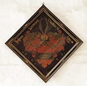 Holztafel mit Wappen des Johann Lauterbach