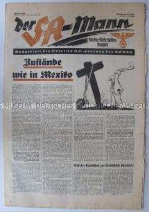 Wochenzeitung "Der SA-Mann" mit Beilagen "Nordsee-SA" und "Niedersachsens SA"