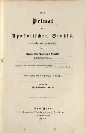Das Primat des Apostolischen Stuhls