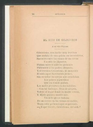 El nido de Gilgueros : A mi hijo Ulpiano