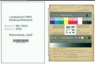 Entnazifizierung Josef Bohnenkamp , geb. 14.11.1904 (Monteur)