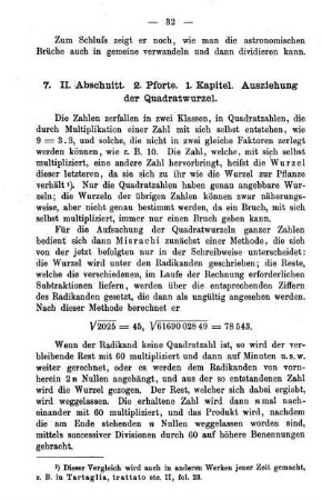 7. Ausziehung der Quadratwurzel.