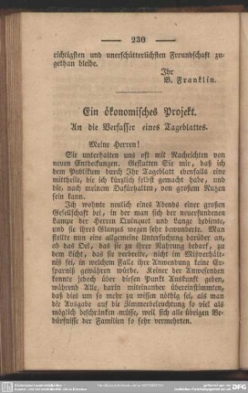 Ein ökonomisches Projekt