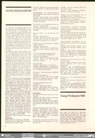 Design-Förderpreis 1985 : Design-Förderpreis 1985