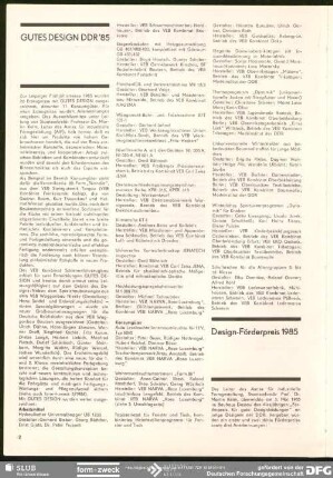 Design-Förderpreis 1985 : Design-Förderpreis 1985