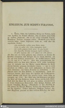 Einleitung zum Oedipus Tyrannos