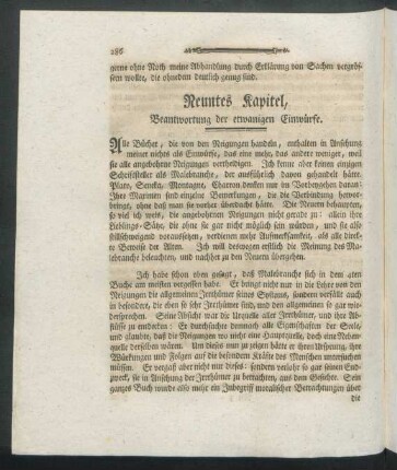 Neuntes Kapitel, Beantwortung der etwanigen Einwürfe.