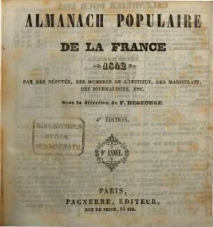 Almanach populaire de la France. 9, 9. 1842