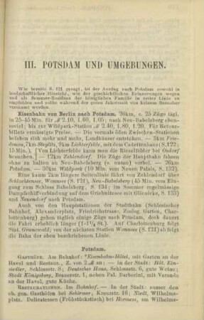 III. Potsdam und Umgebungen