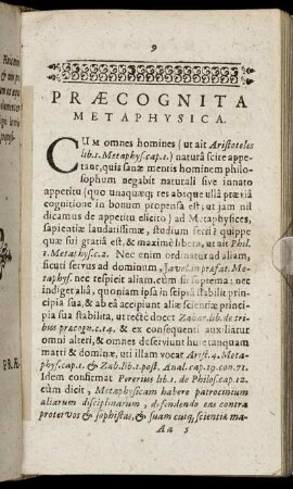 Præcognita Metaphysica.