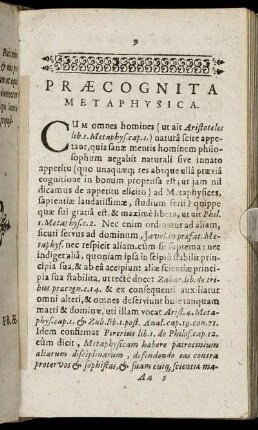 Præcognita Metaphysica.