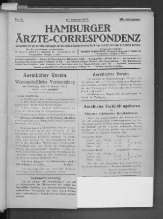 Aerztliche Fortbildungskurse im Altonaer städtischen Krankenhause.