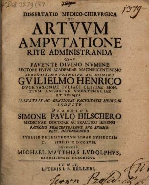 Diss. de artuum amputatione rite administranda