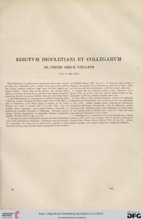 Edictum imp. Diocletiani. De pretiis rerum venalium