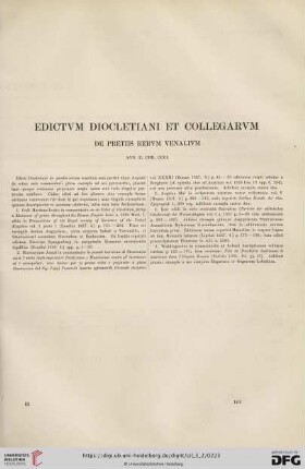 Edictum imp. Diocletiani. De pretiis rerum venalium