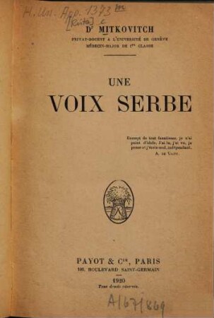 Une voix Serbe