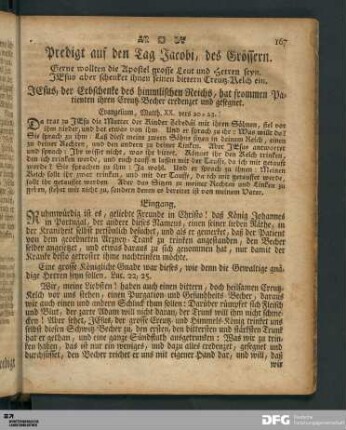 Predigt auf den Tag Jacobi, des Grössern.