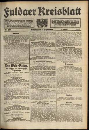 Ausgabe vom Montag, den 06. September 1915.