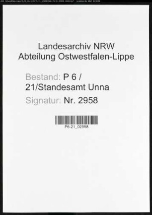 Sterberegister Standesamt Unna