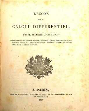Leçons Sur Le Calcul Différentiel