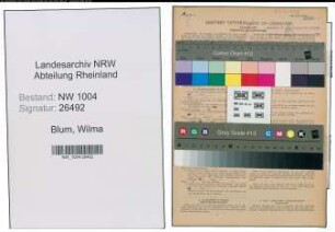 Entnazifizierung Wilma Blum , geb. 01.03.1922 (Krankenschw.)
