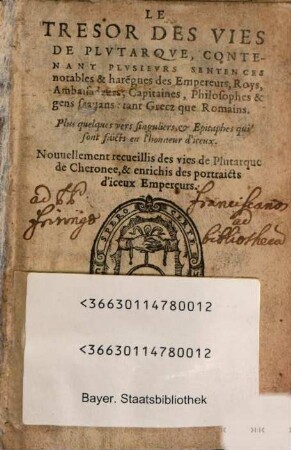 Le tresor des vies de Plutarque
