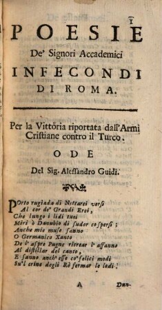 Poesie de S. Accademici Infecondi di Roma