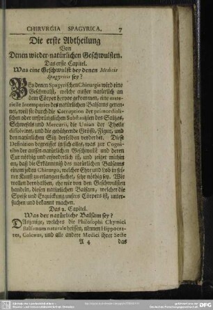 Die erste Abtheilung Von Denen wieder-natürlichen Geschwulsten